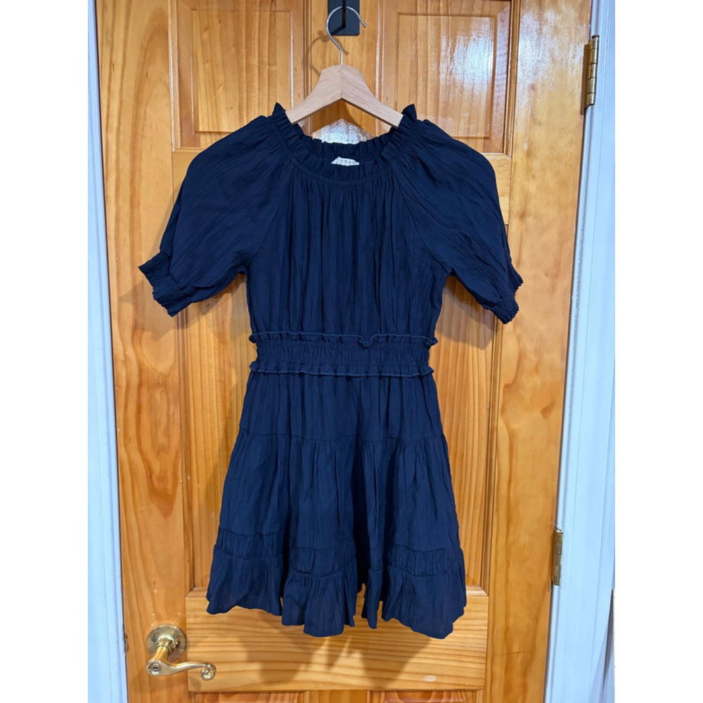Hannah Banana Navy Smocked Ruffle Dress Girls Size 7 Tiered Party Twirl